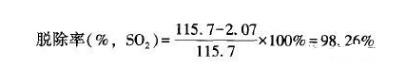 SO2在正常运营阶段的脱除效率