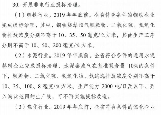 河南省2019年底前完成钢铁、水泥、焦化等六大行业超低排放改造