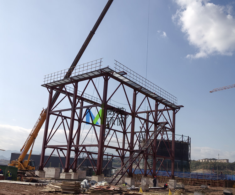 20W+50W气量黄磷尾气治理湿电除尘器现场安装实况